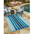 thumbnail image 1 of Unique Loom Outdoor Striped Collection Area Rug - Dash (9'  x 12' Rectangle Blue/Navy Blue), 1 of 9