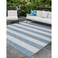 thumbnail image 1 of Unique Loom Outdoor Striped Collection Area Rug - Distressed Stripe (10' Square Blue/Ivory), 1 of 6