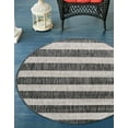 thumbnail image 1 of Unique Loom Outdoor Striped Collection Area Rug - Distressed Stripe (12' Round Charcoal Gray/Ivory), 1 of 6