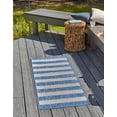 thumbnail image 1 of Unique Loom Outdoor Striped Collection Area Rug - Distressed Stripe (2' x 6' 1" Runner Blue/Ivory), 1 of 7