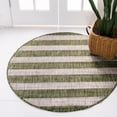 thumbnail image 1 of Unique Loom Outdoor Striped Collection Area Rug - Distressed Stripe (5' 3" Round Green/Gray), 1 of 6