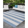 thumbnail image 1 of Unique Loom Outdoor Striped Collection Area Rug - Distressed Stripe (6' 1" Square Blue/Ivory), 1 of 6
