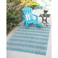 thumbnail image 1 of Unique Loom Outdoor Striped Collection Area Rug - Distressed Stripe (7' 1" x 10' Rectangle Light Aqua/Gray), 1 of 7
