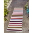 thumbnail image 1 of Unique Loom Outdoor Striped Collection Area Rug - Lines (2'  x 6' 1" Runner White/Ivory), 1 of 9