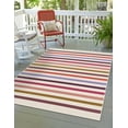 thumbnail image 1 of Unique Loom Outdoor Striped Collection Area Rug - Lines (4' 1" x 6' 1" Rectangle White/Ivory), 1 of 9