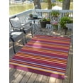 thumbnail image 1 of Unique Loom Outdoor Striped Collection Area Rug - Lines (5' 3" x 8' Rectangle Multi/Burgundy), 1 of 9