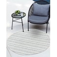 thumbnail image 1 of Unique Loom Outdoor Striped Collection Area Rug - Maia (10' Round Teal/Ivory), 1 of 7