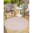 thumbnail image 1 of Unique Loom Outdoor Striped Collection Area Rug - Maia (5' 3" Round Red/Ivory), 1 of 7