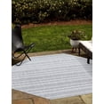 thumbnail image 1 of Unique Loom Outdoor Striped Collection Area Rug - Maia (7' 10" Octagon Light Blue/Ivory), 1 of 6