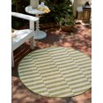 thumbnail image 1 of Unique Loom Outdoor Striped Collection Area Rug - Striped (10' Round Green/Ivory), 1 of 6