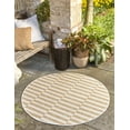 thumbnail image 1 of Unique Loom Outdoor Striped Collection Area Rug - Striped (10' Round Taupe/Ivory), 1 of 5