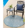 thumbnail image 1 of Unique Loom Outdoor Striped Collection Area Rug - Striped (4' 1" Round Blue/Ivory), 1 of 7