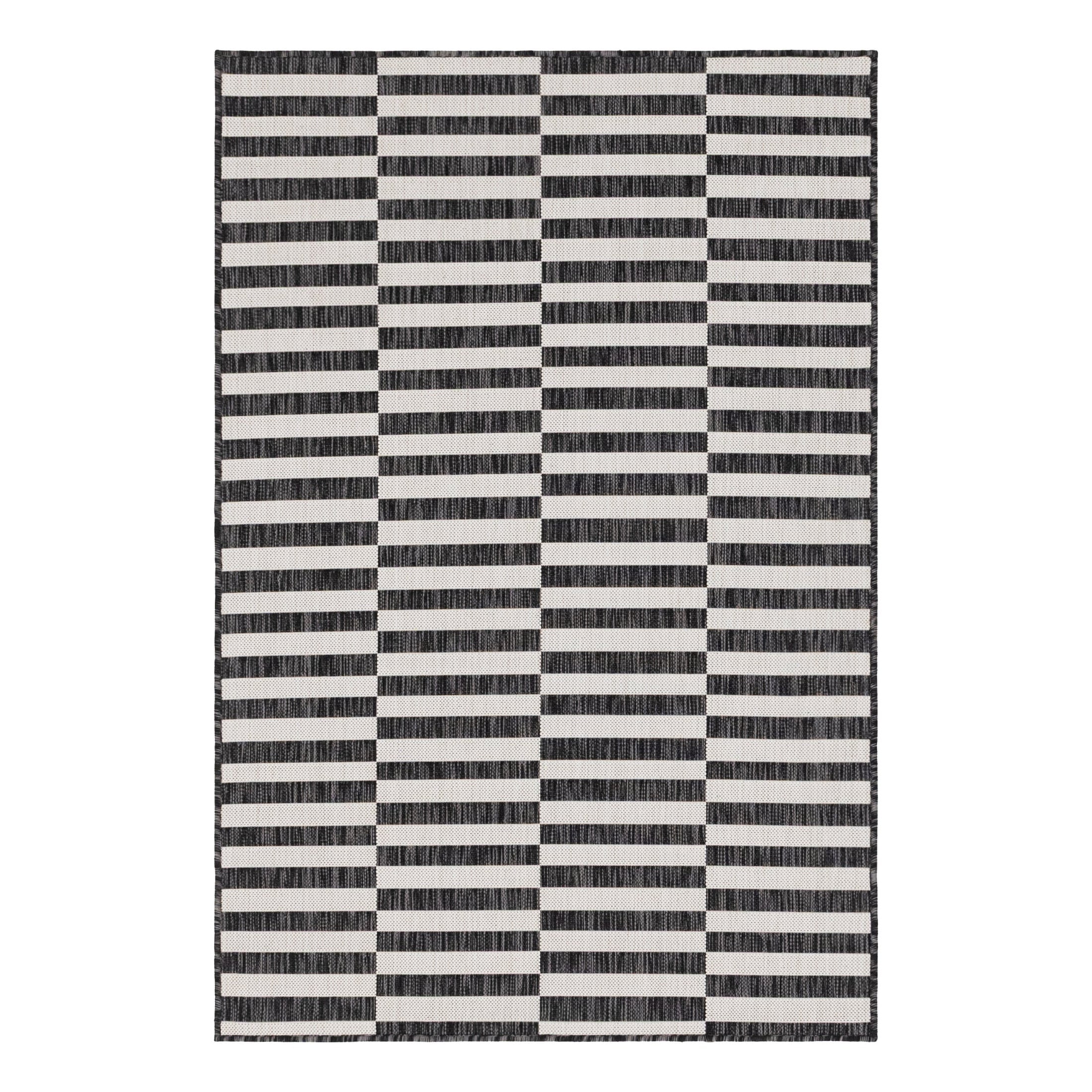 Charcoal Stripe 4' x 6' Synthetic Easy-Care Outdoor Rug