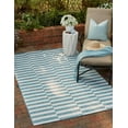 thumbnail image 1 of Unique Loom Outdoor Striped Collection Area Rug - Striped (4' 1" x 6' 1" Rectangle Light Aqua/Ivory), 1 of 6