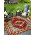 thumbnail image 1 of Unique Loom Outdoor Traditional Collection Area Rug - Vinatge (10' Square Red Green Blue/Ivory), 1 of 9