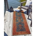 thumbnail image 1 of Unique Loom Outdoor Traditional Collection Area Rug - Legacy (2' 7" x 10' Runner Navy Blue/Brown), 1 of 8