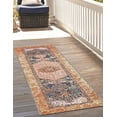 thumbnail image 1 of Unique Loom Outdoor Traditional Collection Area Rug - Timeless (2' x 5' 1" Runner Navy Blue and Light Pink/Gold), 1 of 9