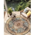 thumbnail image 1 of Unique Loom Outdoor Traditional Collection Area Rug - Timeless (3' 1" Round Navy Blue and Light Pink/Gold), 1 of 9