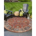 thumbnail image 1 of Unique Loom Outdoor Traditional Collection Area Rug - Era (4' 1" Round Antique Red/Blue), 1 of 8
