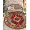 thumbnail image 1 of Unique Loom Outdoor Traditional Collection Area Rug - Vinatge (4' 1" Round Red Green Blue/Ivory), 1 of 8