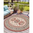 thumbnail image 1 of Unique Loom Outdoor Traditional Collection Area Rug - Gilded (5' 1" Round Multi/Red), 1 of 8