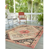 Unique Loom Outdoor Traditional Collection Area Rug - Manor (5' 1" x 8' Rectangle Multi/Beige)
