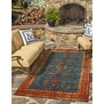 thumbnail image 1 of Unique Loom Outdoor Traditional Collection Area Rug - Legacy (5' 3" x 8' Rectangle Navy Blue/Brown), 1 of 8