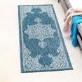 thumbnail image 1 of Unique Loom Outdoor Traditional Collection Area Rug - Antique (2' x 6' 1" Runner Teal/Ivory), 1 of 7