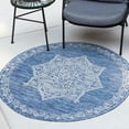 thumbnail image 1 of Unique Loom Outdoor Traditional Collection Area Rug - Antique (4' 1" Round Blue/Ivory), 1 of 7