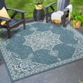 thumbnail image 1 of Unique Loom Outdoor Traditional Collection Area Rug - Antique (7' 10" Square Teal/Ivory), 1 of 6