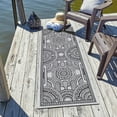 thumbnail image 1 of Unique Loom Outdoor Traditional Collection Area Rug - Deco (2' 7" x 12' Runner White and Black), 1 of 11