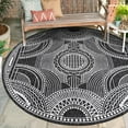 thumbnail image 1 of Unique Loom Outdoor Traditional Collection Area Rug - Deco (4' 1" Round Black and White), 1 of 6