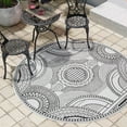 thumbnail image 1 of Unique Loom Outdoor Traditional Collection Area Rug - Deco (4' 1" Round White and Black), 1 of 6