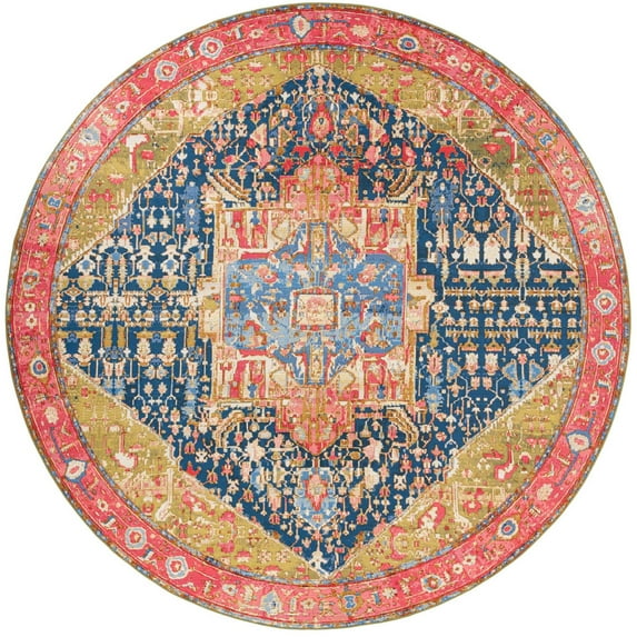 Unique Loom Outdoor Traditional Collection Area Rug - Limon (12' Round Multi/Red)