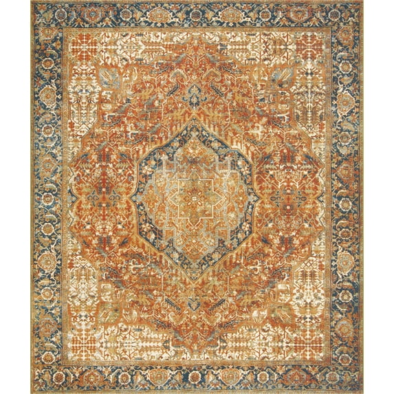 Unique Loom Outdoor Traditional Collection Area Rug - Nosara (10' x 12' Rectangle Rust Red/Beige)