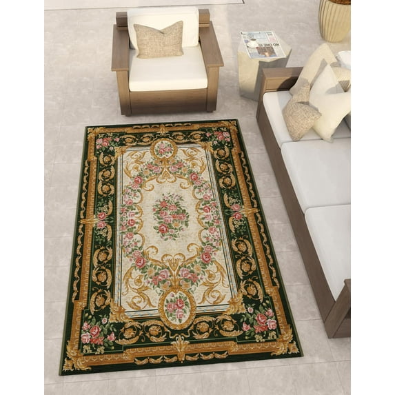 Unique Loom Outdoor Traditional Collection Area Rug - Palazzo (10' x 14' 1" Rectangle Green and Ivory/Ivory)