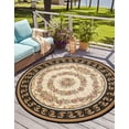 thumbnail image 1 of Unique Loom Outdoor Traditional Collection Area Rug - Palazzo (3' 1" Round Black and Ivory/Green), 1 of 8