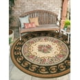 thumbnail image 1 of Unique Loom Outdoor Traditional Collection Area Rug - Palazzo (5' 1" Round Green and Ivory/Ivory), 1 of 9