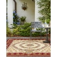 thumbnail image 1 of Unique Loom Outdoor Traditional Collection Area Rug - Palazzo (7' 10" Square Burgundy Red and Ivory/Gold), 1 of 9