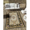 thumbnail image 1 of Unique Loom Outdoor Traditional Collection Area Rug - Palazzo (9'  x 12' Rectangle Black and Ivory/Green), 1 of 8