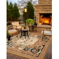 thumbnail image 1 of Unique Loom Outdoor Traditional Collection Area Rug - Royal (10'  Square Black Gold Brown/Red), 1 of 8