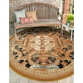 thumbnail image 1 of Unique Loom Outdoor Traditional Collection Area Rug - Royal (3' 3" Round Black Gold Brown/Red), 1 of 8