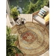 thumbnail image 1 of Unique Loom Outdoor Traditional Collection Area Rug - Temple (5' 3" Round Blue and Light Brown/Brown), 1 of 8