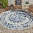 thumbnail image 1 of Unique Loom Outdoor Traditional Collection Area Rug - Timeworn (4' 1" Round Blue/Gray), 1 of 7