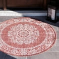 thumbnail image 1 of Unique Loom Outdoor Traditional Collection Area Rug - Timeworn (4' 1" Round Rust Red/Gray), 1 of 7