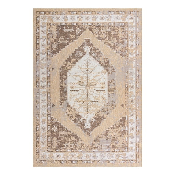 Unique Loom Outdoor Traditional Collection Area Rug - Valeria (10' x 14' 1" Rectangle Natural/Ivory)