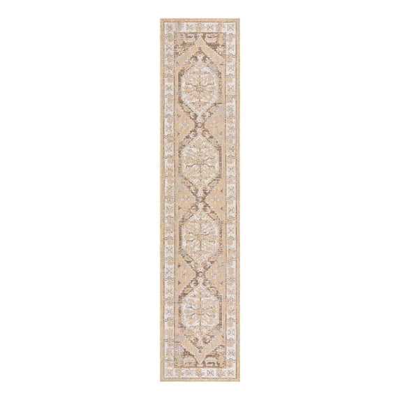 Unique Loom Outdoor Traditional Collection Area Rug - Valeria (2' 7" x 12' Runner Natural/Ivory)