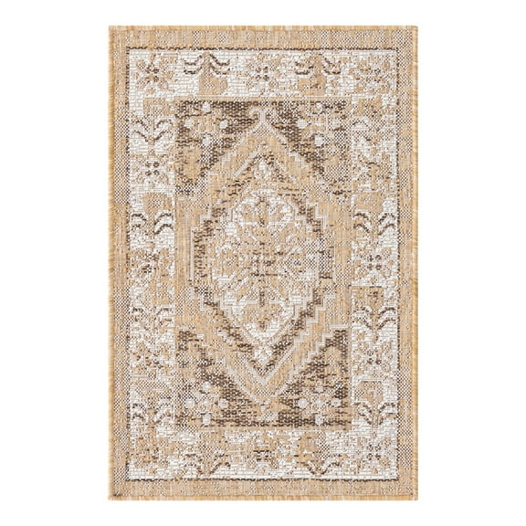 Unique Loom Outdoor Traditional Collection Area Rug - Valeria (2' x 3' 1" Rectangle Natural/Ivory)
