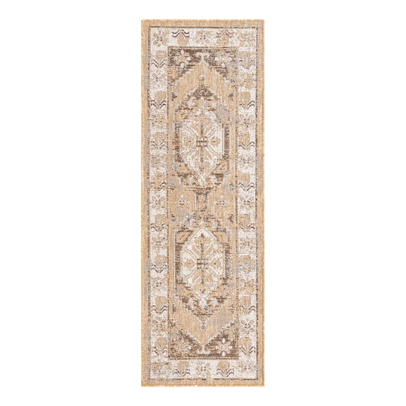 Unique Loom Outdoor Traditional Collection Area Rug - Valeria (2' x 6' 1" Runner Natural/Ivory)