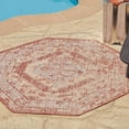 thumbnail image 1 of Unique Loom Outdoor Traditional Collection Area Rug - Valeria (5' 3" Octagon Rust Red/Ivory), 1 of 7